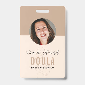 Minimal Doula Identity Photo Design in Soft Beige Badge