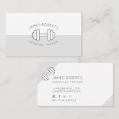 Minimal Dumbbell Personal Trainer Grijs & Wit Visitekaartje (Voorkant / Achterkant)