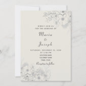 Minimal Dusty Blue Floral Wedding Invitation Kaart (Voorkant)