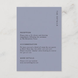 Minimal Dusty Blue Modern Simple Wedding Details Informatiekaartje