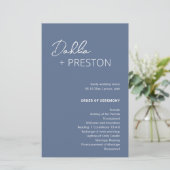 Minimal Dusty Blue Modern Wedding Programme (Debout devant)