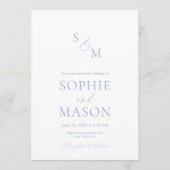 Minimal Dusty Blue Monogram Wedding Invitation (Devant)