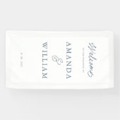 Minimal Dusty Blue Wedding Welcome Sign Spandoek (Horizontaal)