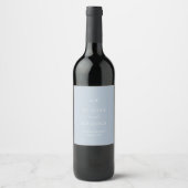 Minimal Dusty Blue Wedding Wine Label  Wijn Etiket (Voorkant)