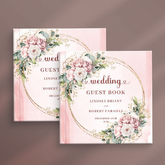 Minimal Dusty Pink Floral Greenery Wedding Guest   Gastenboek
