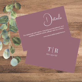 Minimal Dusty Pink Wedding Details Informatiekaartje