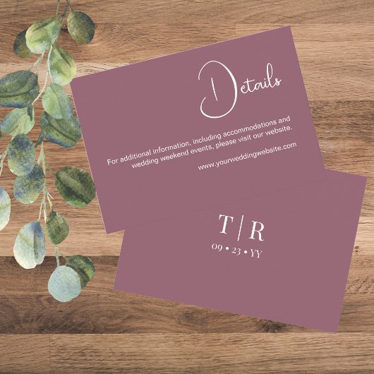 Minimal Dusty Pink Wedding Details Informatiekaartje