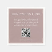 Minimal Dusty Roos Wedding Honeymoon Fund QR Code Servet (Voorkant)