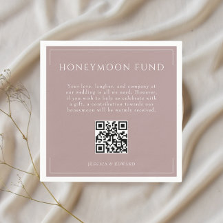 Minimal Dusty Roos Wedding Honeymoon Fund QR Code Servet