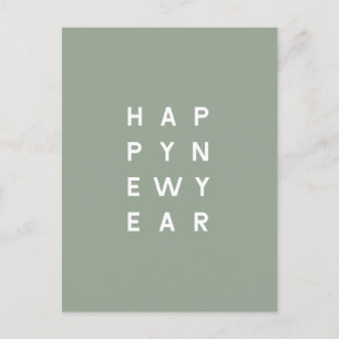 Minimal Dusty Sage Typography Foto Nieuwjaar Feestdagenkaart