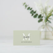 Minimal, Écriture manuelle, Carte de visite vert c (Debout devant)