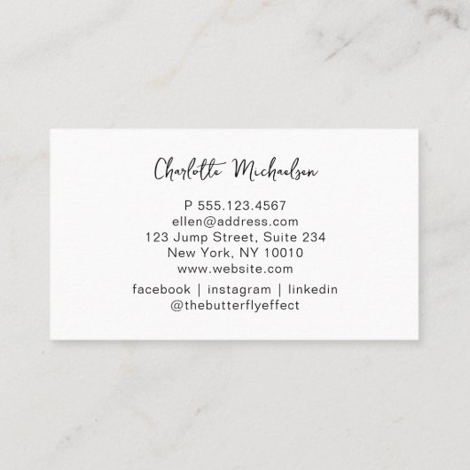 Minimal, écriture manuscrite, Carte de visite blan (Dos)