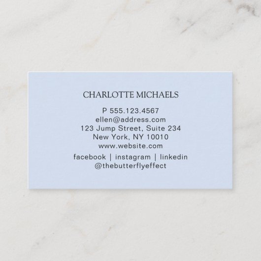 Minimal, Écriture manuscrite, Carte de visite bleu (Dos)