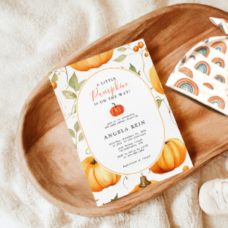 Minimal Een beetje pompoen herfstbladeren Baby sho Kaart