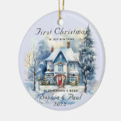 Minimal Eerste Kerstmis in onze nieuwe Home Waterv Keramisch Ornament (Links)