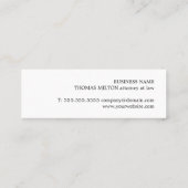 Minimal Elegant Black White Attorney Consultant Mini Visitekaartje (Achterkant)