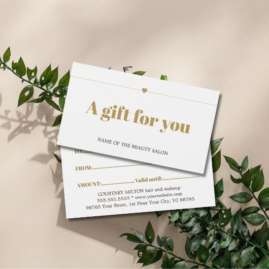 Minimal Elegant Blanc Faux Gold Line Coeur Beauté