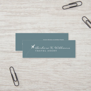 Minimal Elegant Blue Travel Agent Mini Visitekaartje