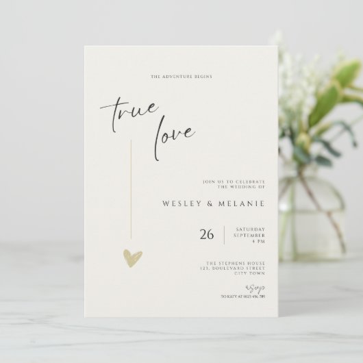 Minimal Elegant Calligraphy Typo Wedding  Kaart (Staand voorkant)