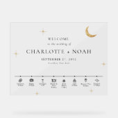 Minimal Elegant Celestial Wedding Timeline Welcome Acryl Bord (Voorkant)