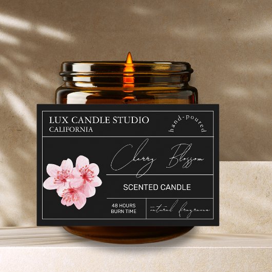 Minimal Elegant Cherry Blossom Kaarsenpot Label Voedselcontainer Etiket