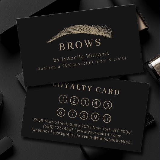 Minimal Elegant Eyebrow Salon Loyalty Visitekaartje