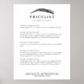 Minimal Elegant Eyebrow Salon Pricelist Poster (Voorkant)