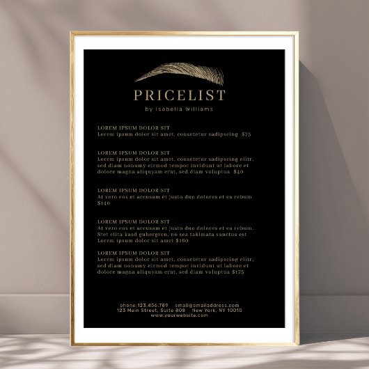 Minimal Elegant Eyebrow Salon Pricelist Poster