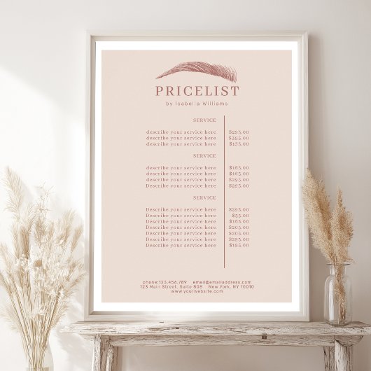 Minimal Elegant Eyebrow Salon Pricelist Poster