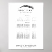 Minimal Elegant Eyebrow Salon Pricelist Poster (Voorkant)