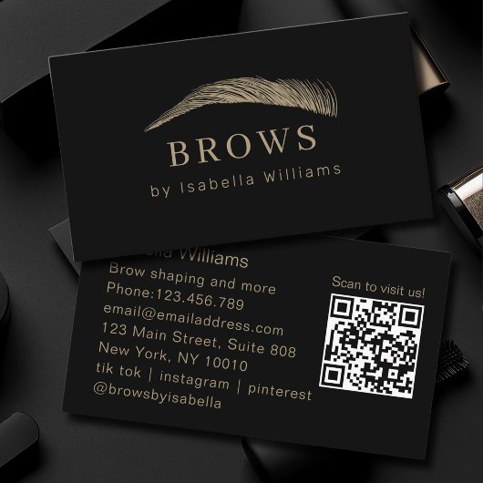 Minimal Elegant Eyebrow Salon QR-Code Visitekaartje