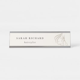 Minimal Elegant Haarstylist Ivoor Hair Scissor Bureau Naambordje