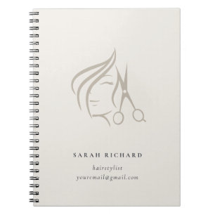 Minimal Elegant Haarstylist Ivoor Hair Scissor Notitieboek