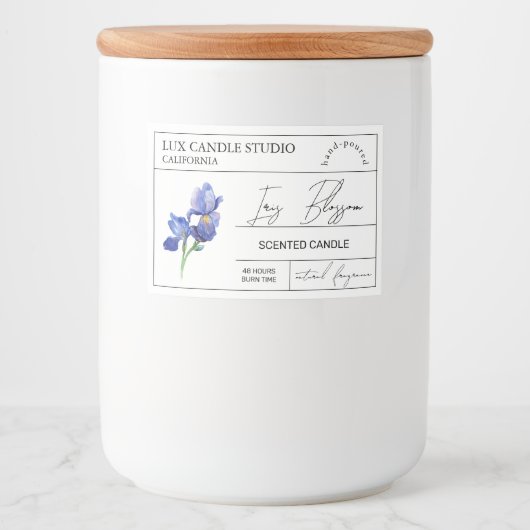 Minimal Elegant Iris Kaars Jar Label Voedselcontainer Etiket (Voorkant)