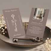 Minimal Elegant Key Monogram Stylish Arch Photo  Visitekaartje