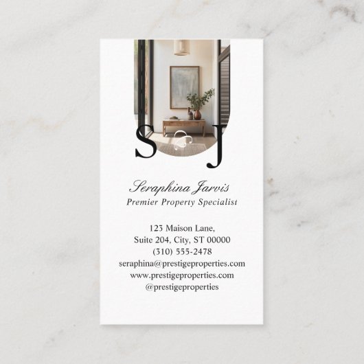 Minimal Elegant Key Monogram Stylish Arch Photo Visitekaartje (Achterkant)