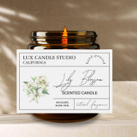 Minimal Elegant Lily Candle Jar Label