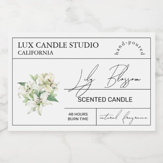 Minimal Elegant Lily Candle Jar Label Voedselcontainer Etiket (Enkel label)