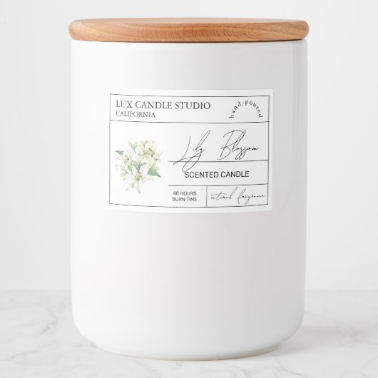 Minimal Elegant Lily Candle Jar Label Voedselcontainer Etiket (Voorkant)