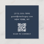 Minimal Elegant Navy Blue QR Code Professional Vierkante Visitekaartje (Achterkant)