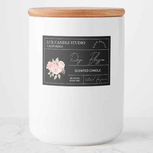 Minimal Elegant Roos Kaarsenpot Label Voedselcontainer Etiket (Voorkant)