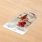 Minimal Elegant Script Christmas Card Arch Photo Acryl Uitnodigingen (Laagn)