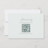 Minimal Elegant Script Green QR Code Wedding RSVP Kaartje (Achterkant)