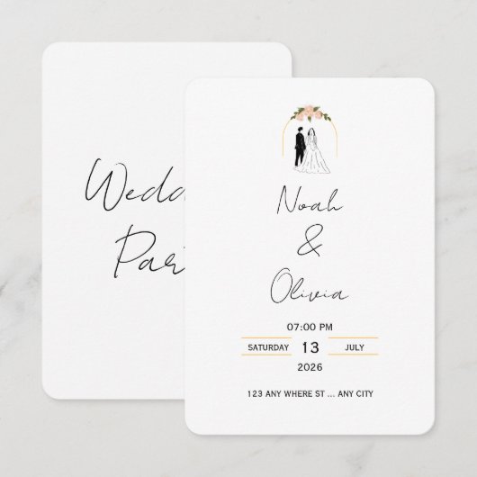 Minimal Elegant Script Wedding Invitation (Devant / Derrière)