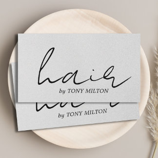 Minimal Elegant Texture Grey Bold Hair Salon Visitekaartje