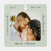 Minimal Elegant Wedding Honeymoon Photo keepsake Metalen Ornament (Voorkant)