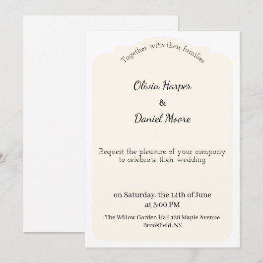 Minimal Elegant Wedding Invitation Kaart (Voorkant / Achterkant)
