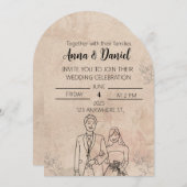 Minimal Elegant Wedding Invitation with Line Art C (Devant / Derrière)