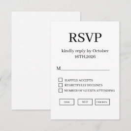Minimal Elegant Wedding RSVP Card Kaartje