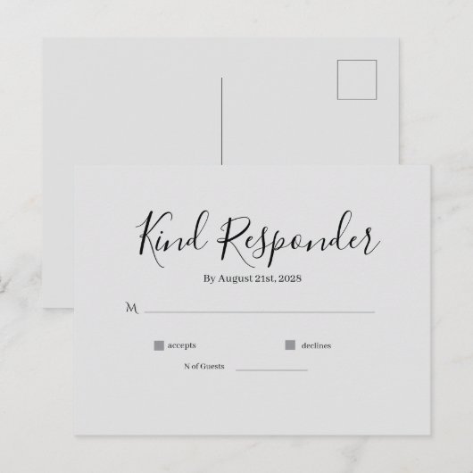 Minimal Elegant Wedding RSVP Postcard Briefkaart (Voorkant / Achterkant)
